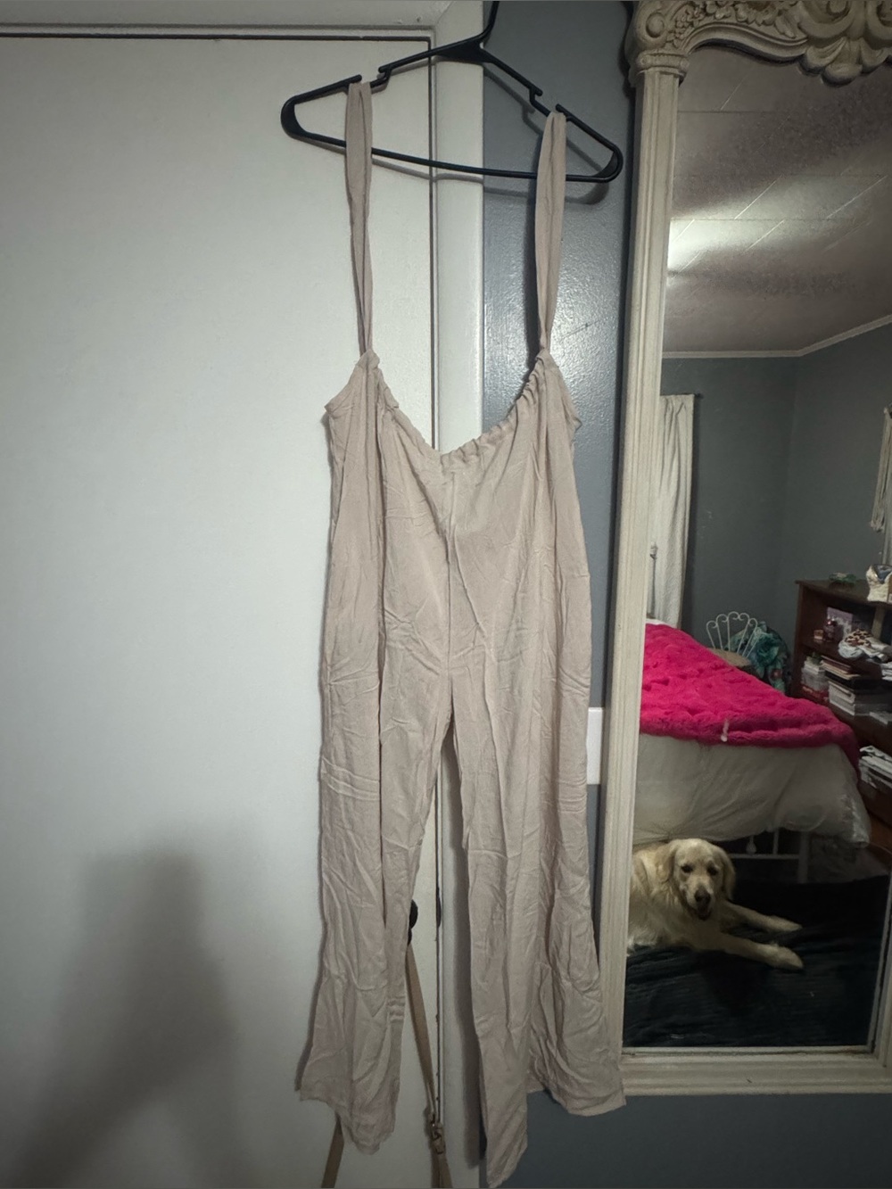 Zenana Outfitters Beige Wide-Leg Sleeveless Jumpsuit